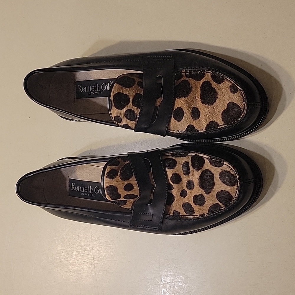 NWOT Kenneth Cole Genuine Leather Loafers Leopard Print 7.5